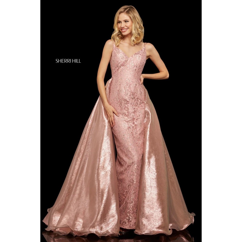 Sherri Hill 52975 Blush Metallic Organza Ball Gown Size‎ 2 NWT $750